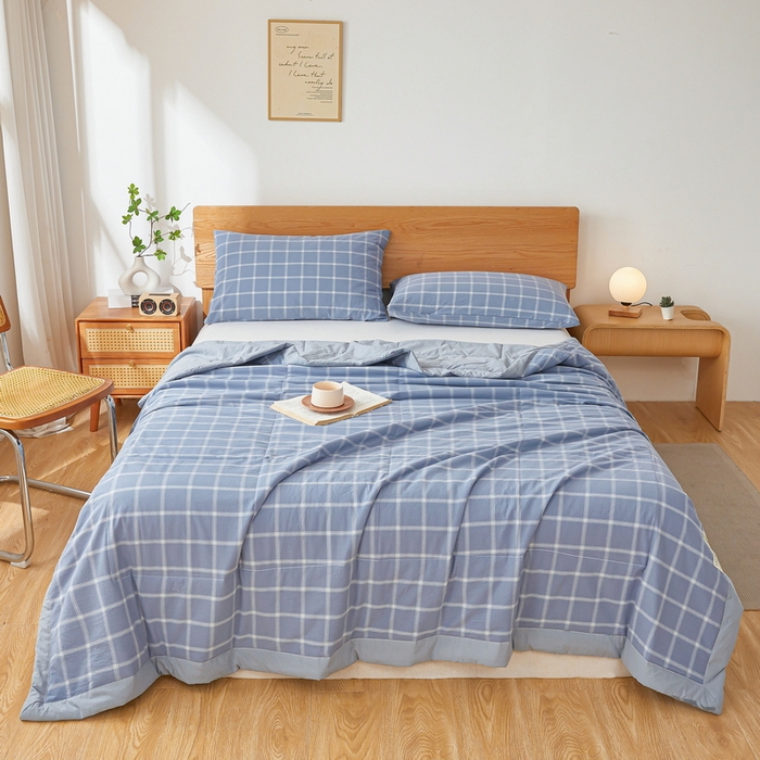 91家纺网 家纺一手货源 找家纺 牛魔王家居 2026新款A类水洗棉新疆棉花夏被 被子被芯 布鲁蓝