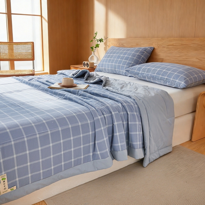 91家纺网 家纺一手货源 找家纺 牛魔王家居 2026新款A类水洗棉新疆棉花夏被 被子被芯 布鲁蓝