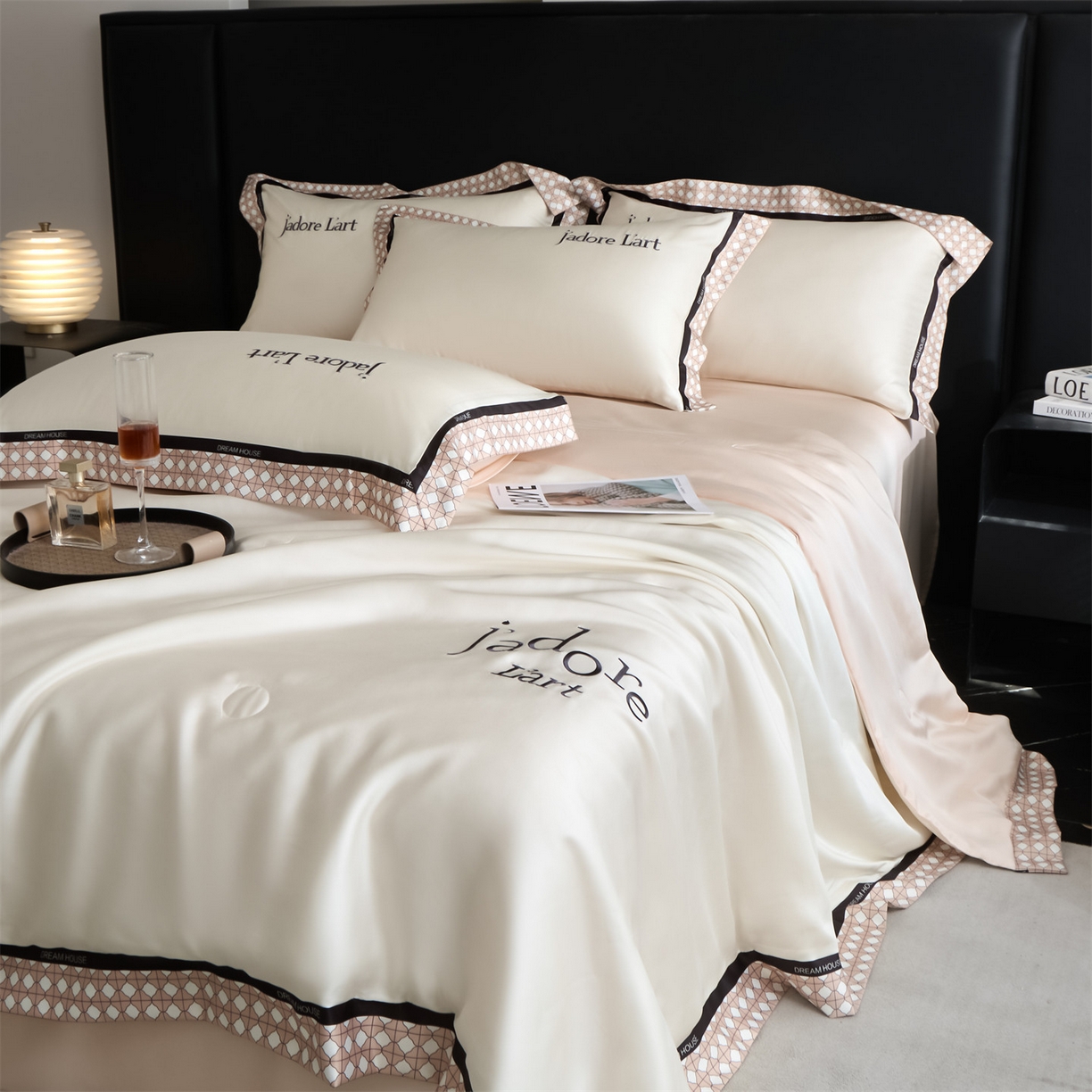 91家纺网 家纺一手货源 找家纺 （总）笙意家纺 2026新款水洗冰丝刺绣宽边夏被四件套-艾斯系列