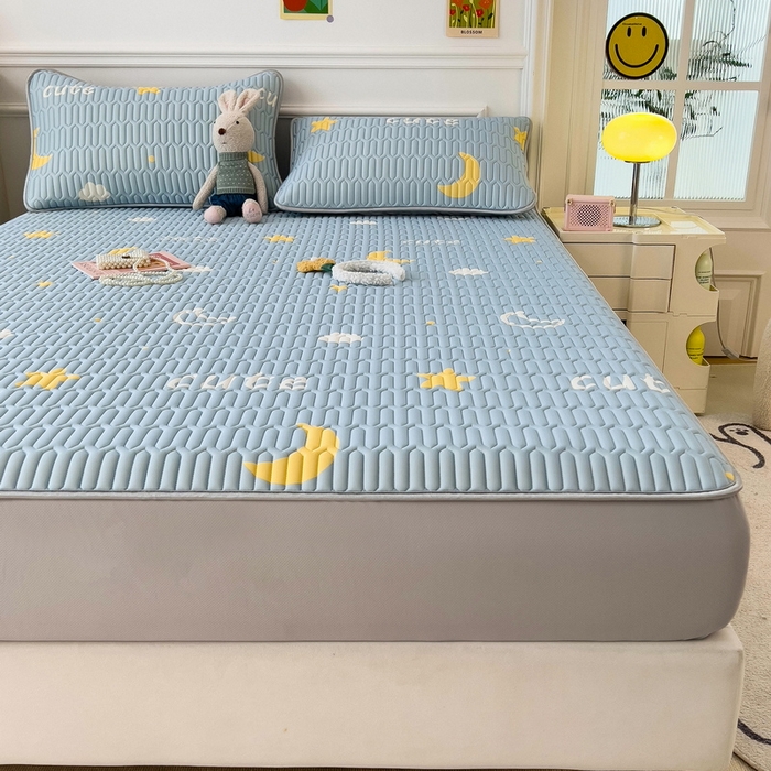 91家纺网 家纺一手货源 找家纺 丝羽坊 2026新款高密凉感丝印花乳胶凉席-床笠款 星月