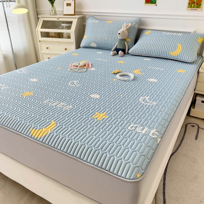 91家纺网 家纺一手货源 找家纺 丝羽坊 2026新款高密凉感丝印花乳胶凉席-床笠款 星月