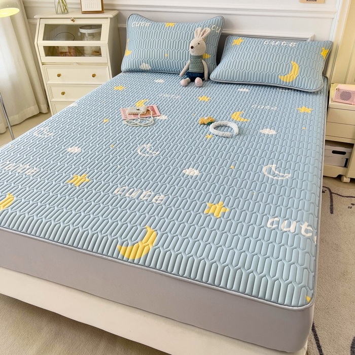 91家纺网 家纺一手货源 找家纺 丝羽坊 2026新款高密凉感丝印花乳胶凉席-床笠款 星月