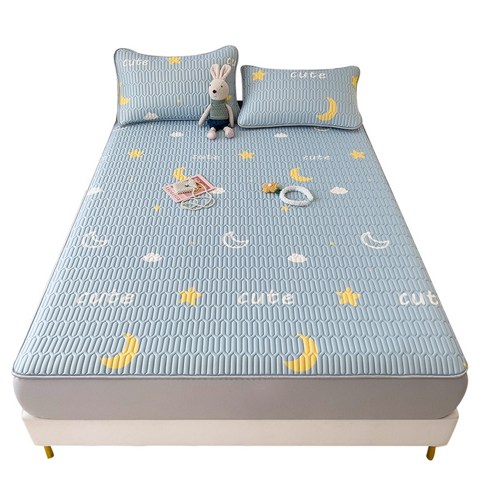 91家纺网 家纺一手货源 找家纺 丝羽坊 2026新款高密凉感丝印花乳胶凉席-床笠款 星月