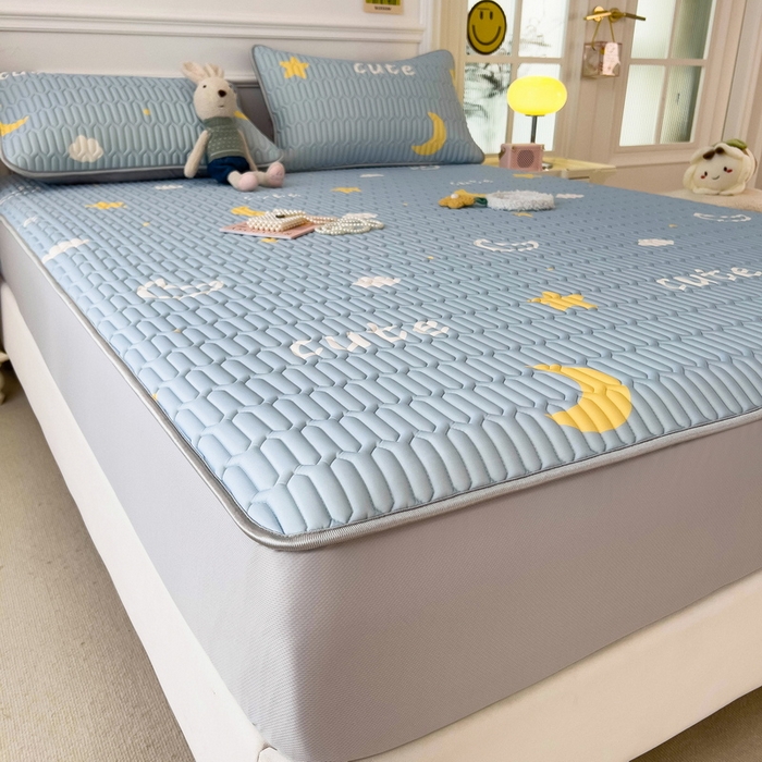 91家纺网 家纺一手货源 找家纺 丝羽坊 2026新款高密凉感丝印花乳胶凉席-床笠款 星月