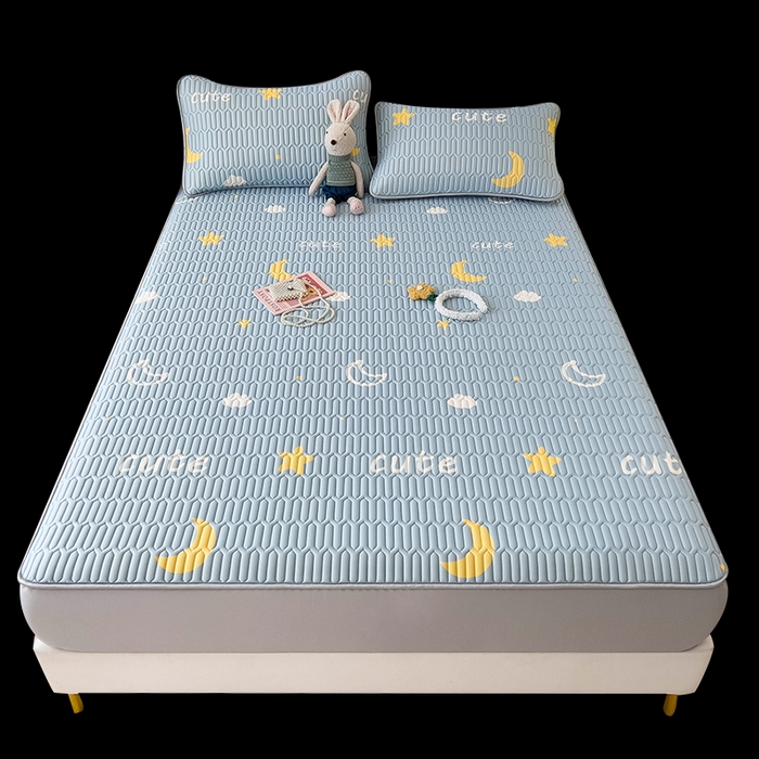 91家纺网 家纺一手货源 找家纺 丝羽坊 2026新款高密凉感丝印花乳胶凉席-床笠款 星月