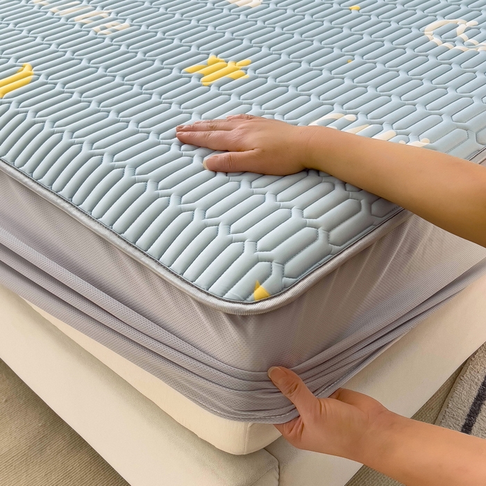 91家纺网 家纺一手货源 找家纺 丝羽坊 2026新款高密凉感丝印花乳胶凉席-床笠款 星月