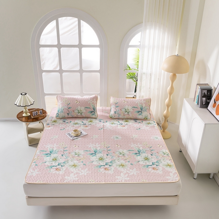 美丽折家纺 2026新款凉感丝乳胶凉席款 乳胶凉席三件套 花颜