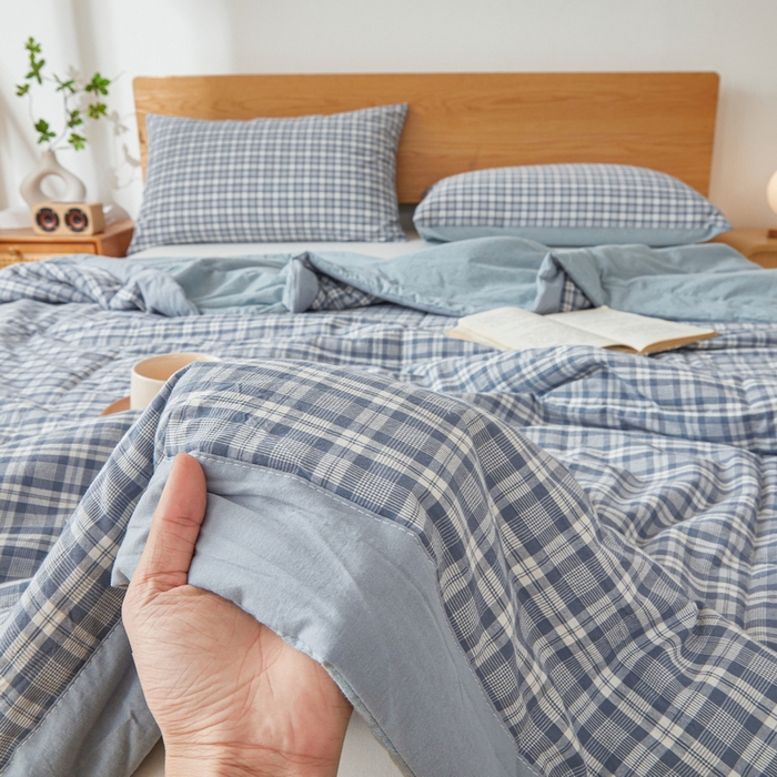 91家纺网 家纺一手货源 找家纺 牛魔王家居 2026新款A类水洗棉新疆棉花夏被 被子被芯 海蓝格