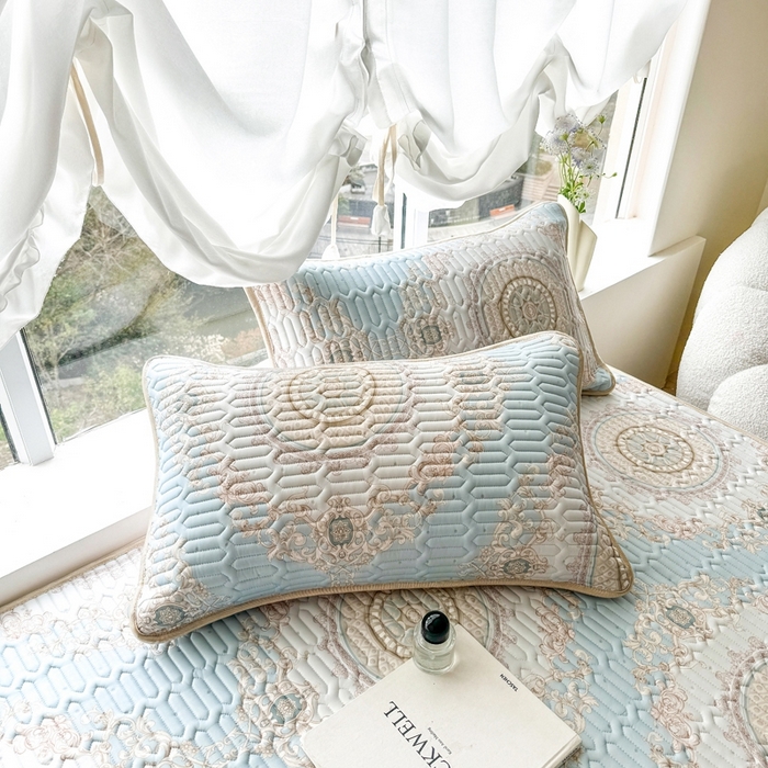 91家纺网 家纺一手货源 找家纺 美丽折家纺 2026新款凉感丝乳胶凉席款 乳胶凉席三件套 罗马假日