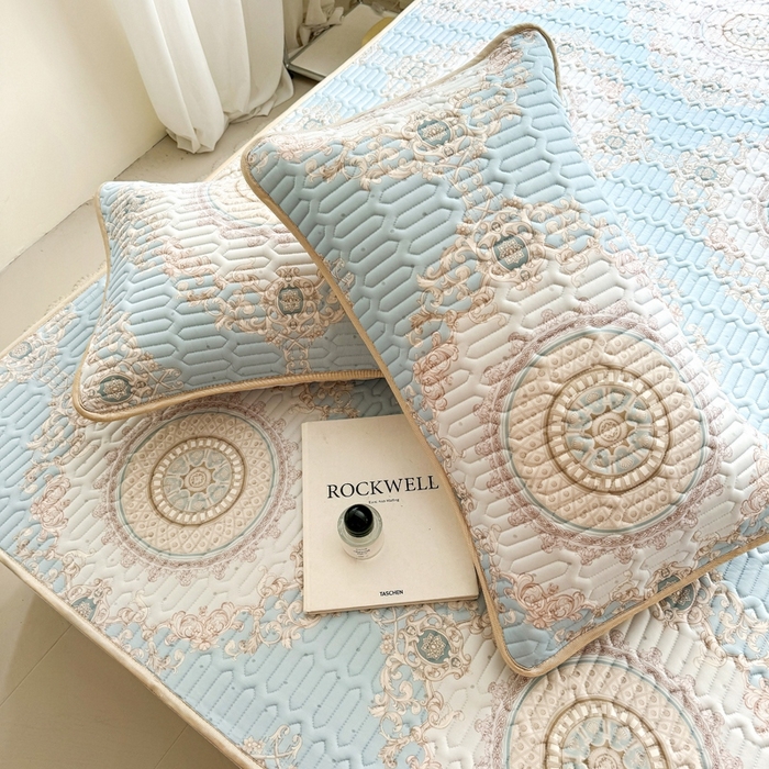 91家纺网 家纺一手货源 找家纺 美丽折家纺 2026新款凉感丝乳胶凉席款 乳胶凉席三件套 罗马假日