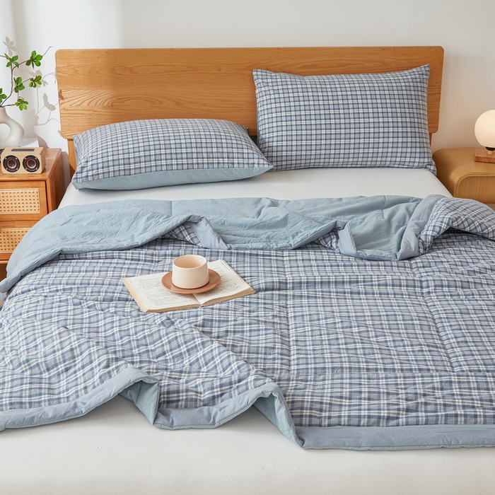 91家纺网 家纺一手货源 找家纺 牛魔王家居 2026新款A类水洗棉新疆棉花夏被 被子被芯 海蓝格