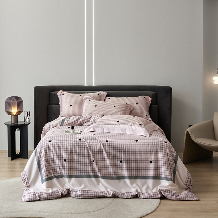 91家纺网 家纺一手货源 找家纺 金奇达家纺 2026新款茧养天丝棉四件套-甜心 甜心-少女粉