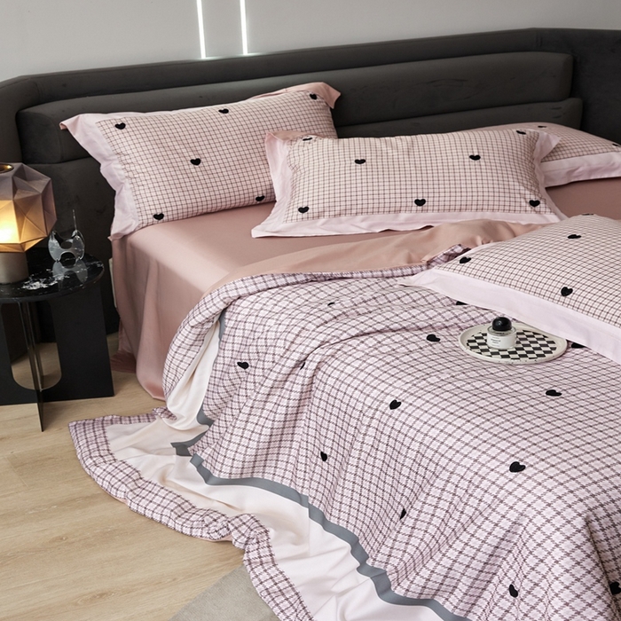 91家纺网 家纺一手货源 找家纺 金奇达家纺 2026新款茧养天丝棉四件套-甜心 甜心-少女粉