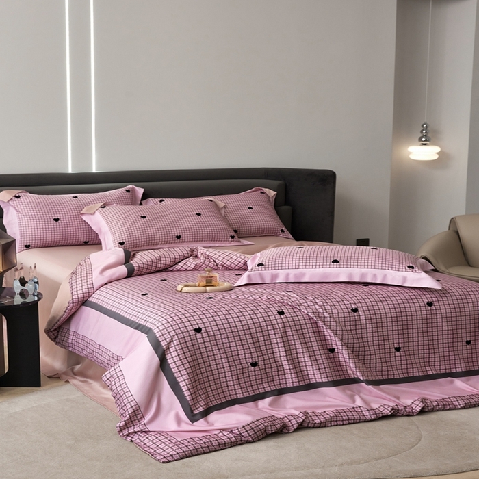 91家纺网 家纺一手货源 找家纺 金奇达家纺 2026新款茧养天丝棉四件套-甜心 甜心-浆果粉