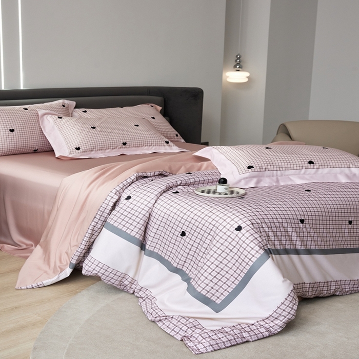 91家纺网 家纺一手货源 找家纺 金奇达家纺 2026新款茧养天丝棉四件套-甜心 甜心-少女粉