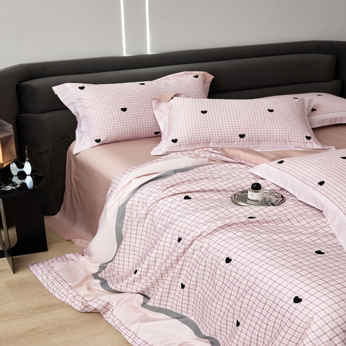 91家纺网 家纺一手货源 找家纺 金奇达家纺 2026新款茧养天丝棉四件套-甜心 甜心-樱花粉