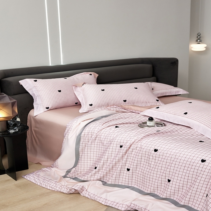 91家纺网 家纺一手货源 找家纺 金奇达家纺 2026新款茧养天丝棉四件套-甜心 甜心-樱花粉