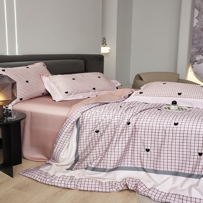 91家纺网 家纺一手货源 找家纺 金奇达家纺 2026新款茧养天丝棉四件套-甜心 甜心-少女粉