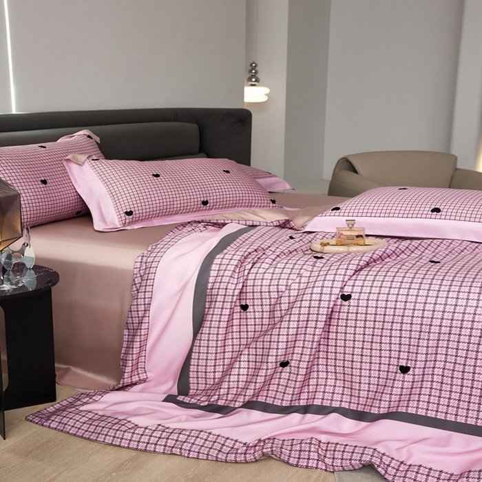 91家纺网 家纺一手货源 找家纺 金奇达家纺 2026新款茧养天丝棉四件套-甜心 甜心-浆果粉