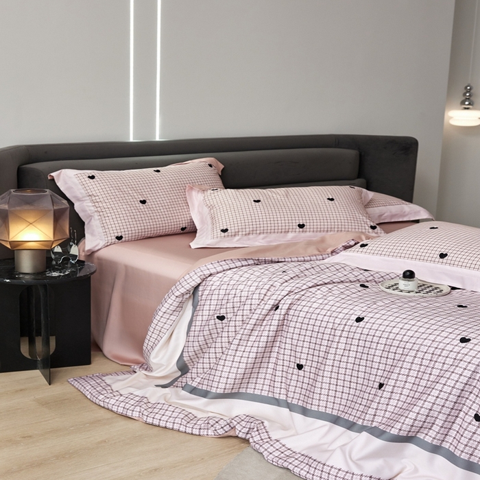 91家纺网 家纺一手货源 找家纺 金奇达家纺 2026新款茧养天丝棉四件套-甜心 甜心-少女粉