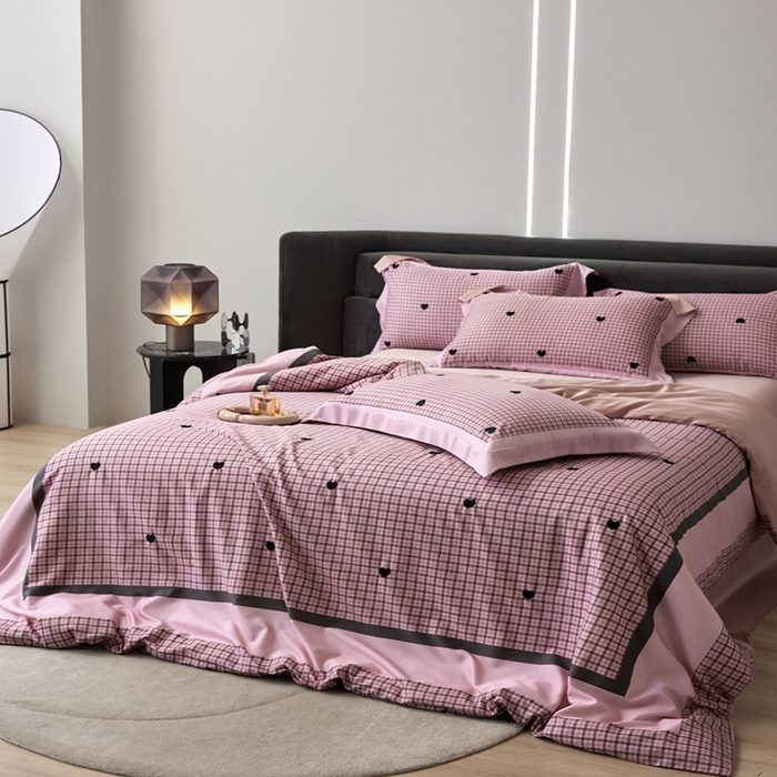 91家纺网 家纺一手货源 找家纺 金奇达家纺 2026新款茧养天丝棉四件套-甜心 甜心-浆果粉