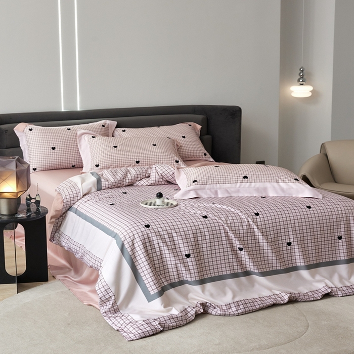 91家纺网 家纺一手货源 找家纺 金奇达家纺 2026新款茧养天丝棉四件套-甜心 甜心-少女粉