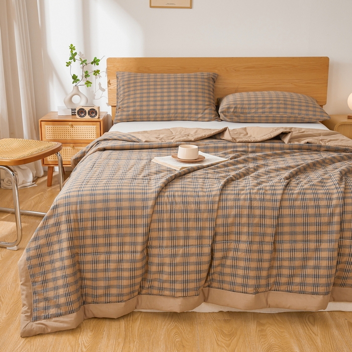 91家纺网 家纺一手货源 找家纺 牛魔王家居 2026新款A类水洗棉新疆棉花夏被 被子被芯 焦糖