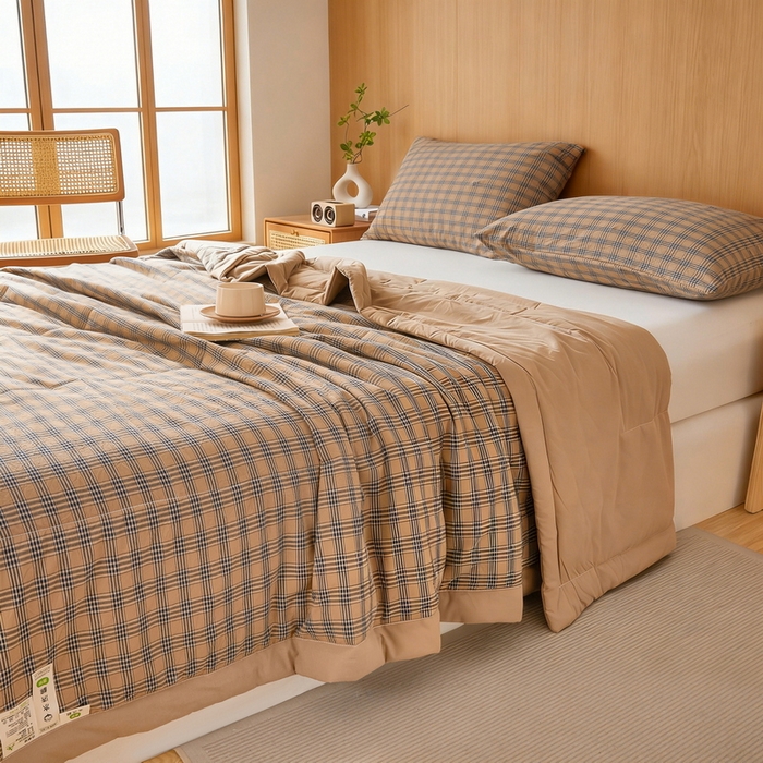 91家纺网 家纺一手货源 找家纺 牛魔王家居 2026新款A类水洗棉新疆棉花夏被 被子被芯 焦糖