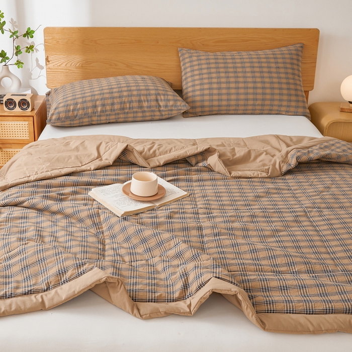 91家纺网 家纺一手货源 找家纺 牛魔王家居 2026新款A类水洗棉新疆棉花夏被 被子被芯 焦糖