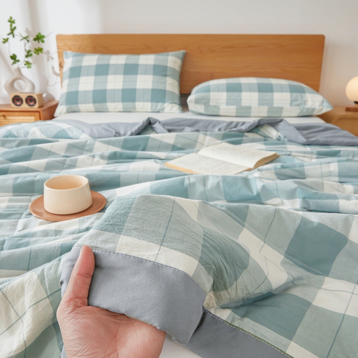 91家纺网 家纺一手货源 找家纺 牛魔王家居 2026新款A类水洗棉新疆棉花夏被 被子被芯 绿大格