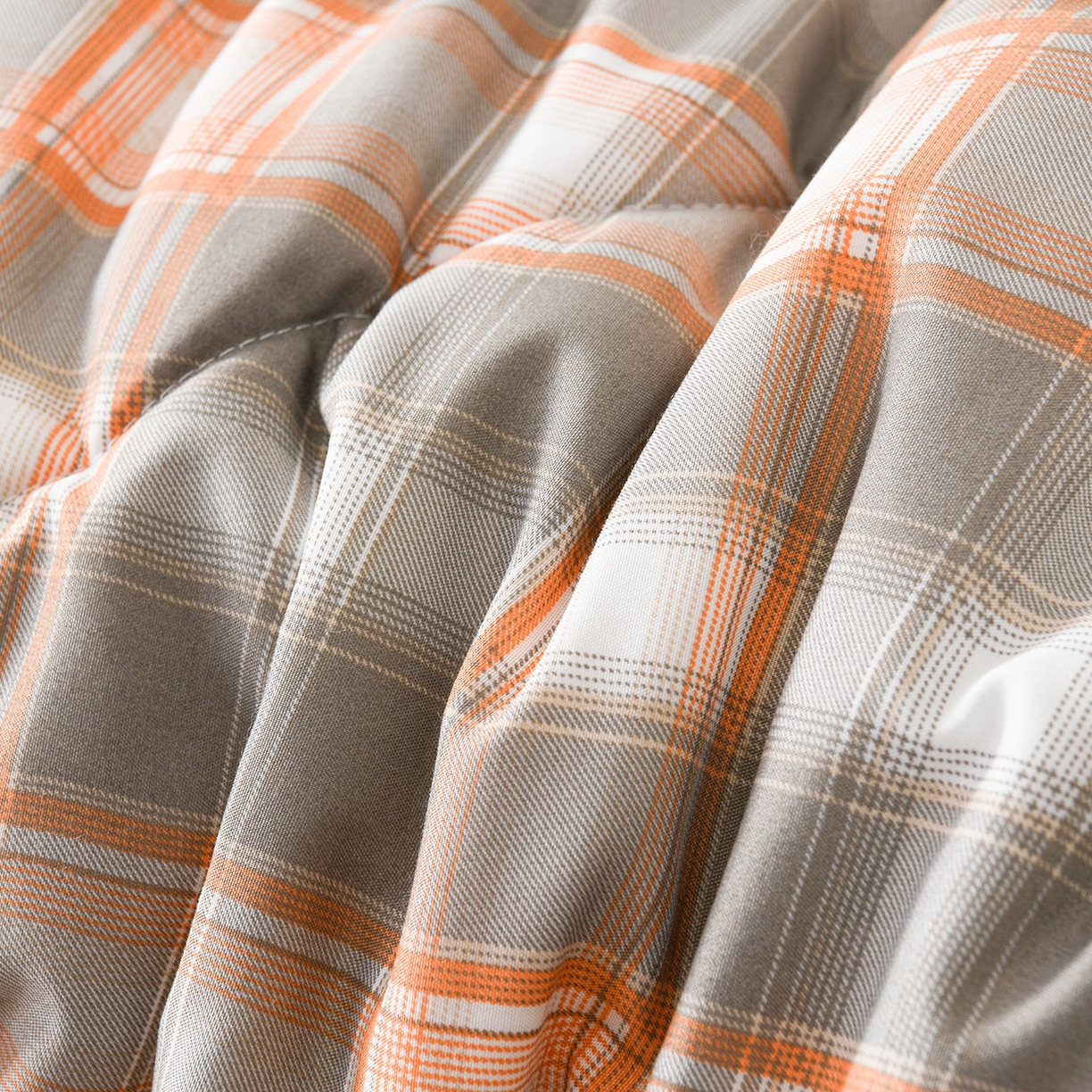 91家纺网 家纺一手货源 找家纺 壹张床 2026新款无印风A类水洗棉大豆纤维夏凉被夏被空调被 极简-橙灰格