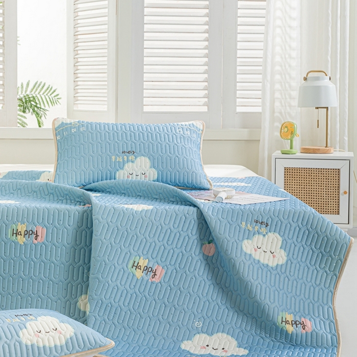 美丽折 2026新款0.6厚欧式乳胶凉席三件套 嗨皮云