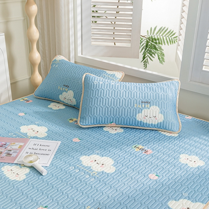 91家纺网 家纺一手货源 找家纺 美丽折 2026新款0.6厚欧式乳胶凉席三件套 嗨皮云