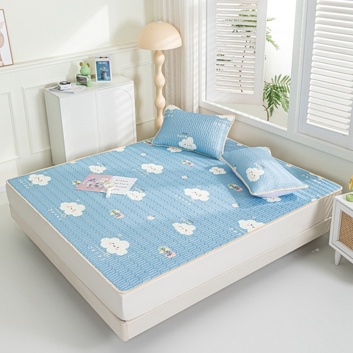 91家纺网 家纺一手货源 找家纺 美丽折 2026新款0.6厚欧式乳胶凉席三件套 嗨皮云