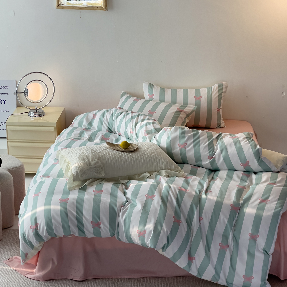 91家纺网 家纺一手货源 找家纺 女子家纺 2026春夏新款全棉纯棉13372数码印花四件套-安迪 安迪-绿色