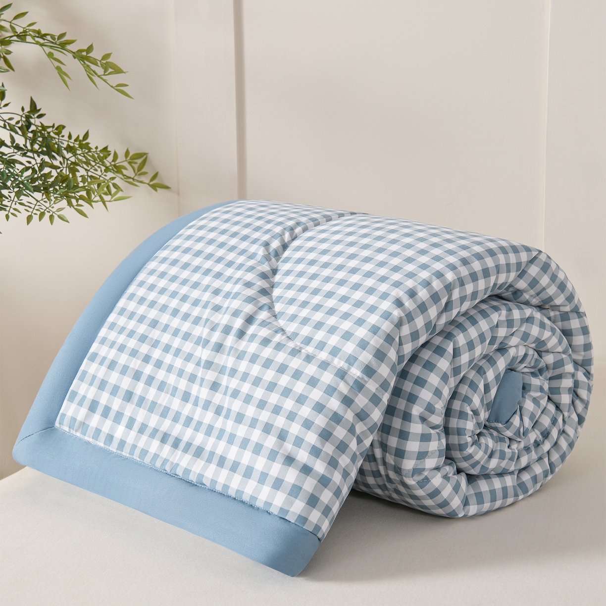 91家纺网 家纺一手货源 找家纺 壹张床 2026新款无印风A类水洗棉大豆纤维夏凉被夏被空调被 极简-小蓝格