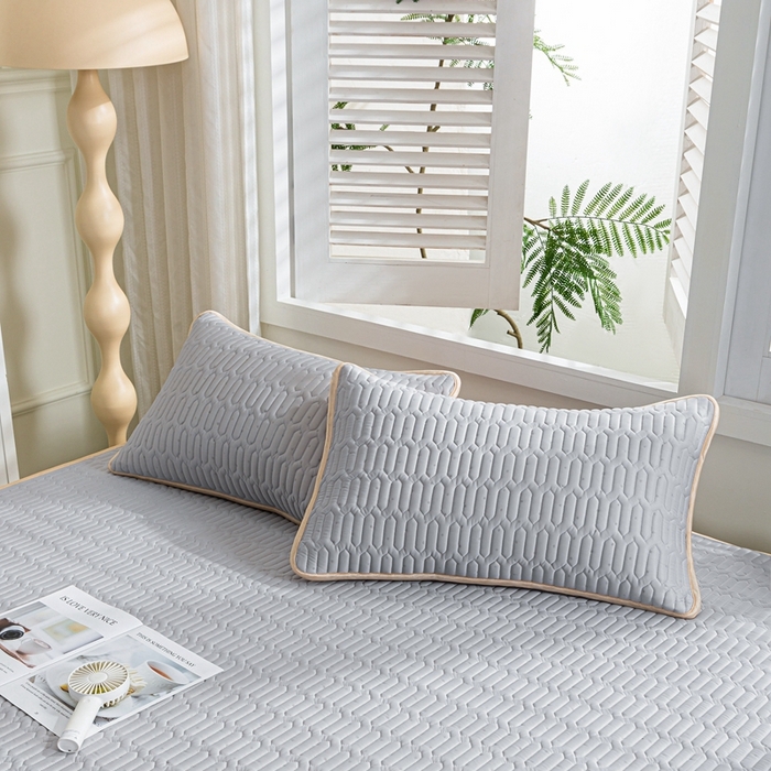 91家纺网 家纺一手货源 找家纺 美丽折 2026新款0.6厚欧式乳胶凉席三件套 灰色