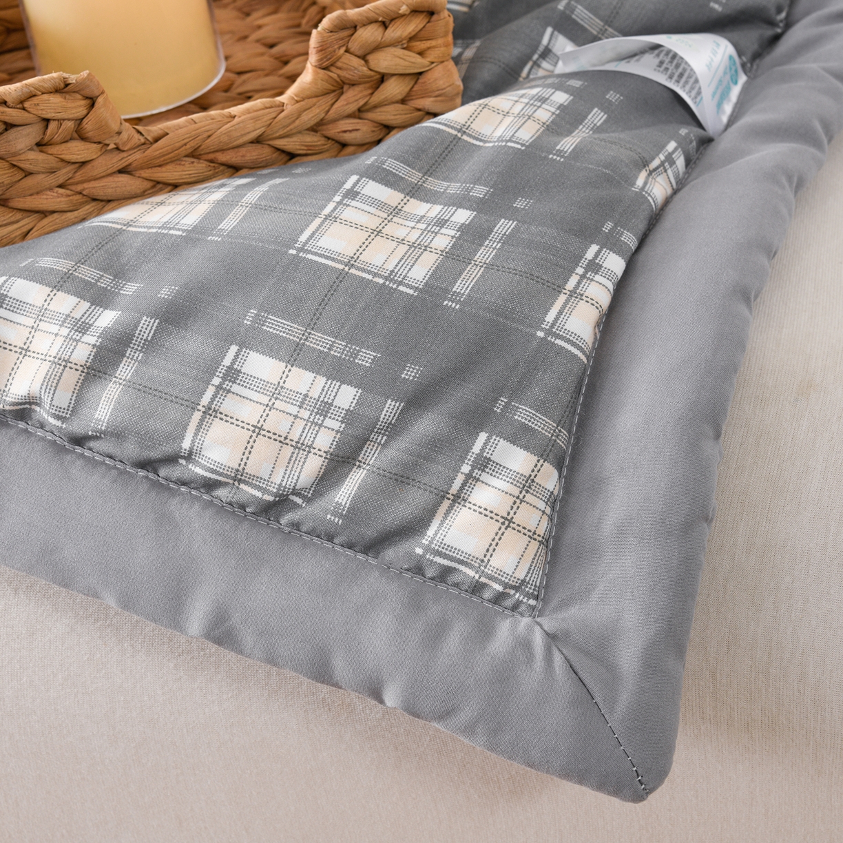 91家纺网 家纺一手货源 找家纺 壹张床 2026新款无印风A类水洗棉大豆纤维夏凉被夏被空调被 极简-烟灰格