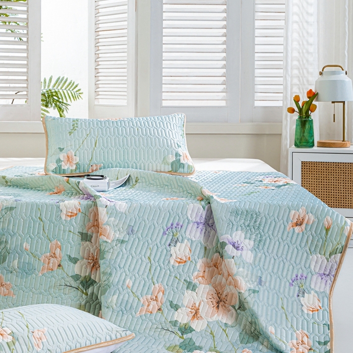 美丽折 2026新款0.6厚欧式乳胶凉席三件套 曼谷花海