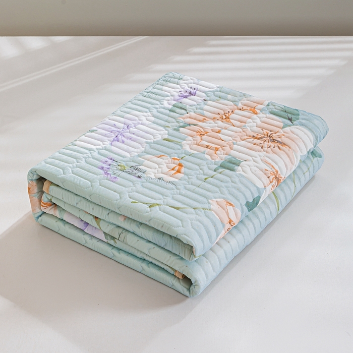 91家纺网 家纺一手货源 找家纺 美丽折 2026新款0.6厚欧式乳胶凉席三件套 曼谷花海