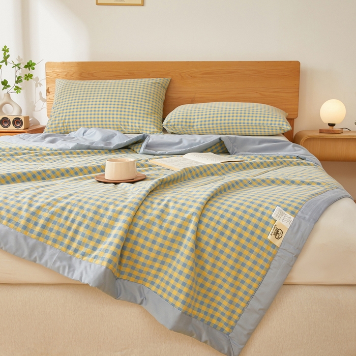 91家纺网 家纺一手货源 找家纺 牛魔王家居 2026新款A类水洗棉新疆棉花夏被 被子被芯 清新绿