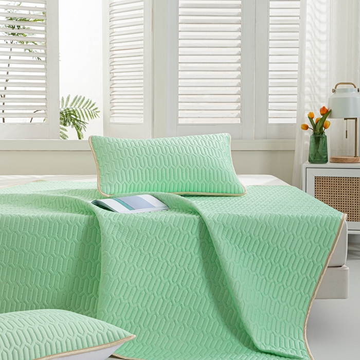 美丽折 2026新款0.6厚欧式乳胶凉席三件套 浅绿色