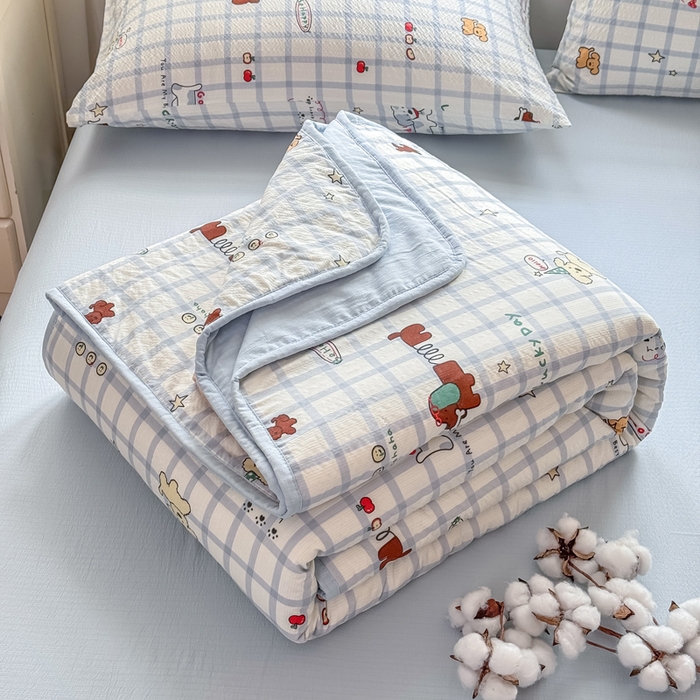 91家纺网 家纺一手货源 找家纺 爱屋及屋 2026春夏新款泡芙棉棉花夏被夏凉被空调被 嗨皮小狗