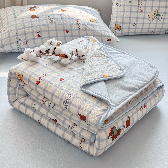 91家纺网 家纺一手货源 找家纺 爱屋及屋 2026春夏新款泡芙棉棉花夏被夏凉被空调被 嗨皮小狗