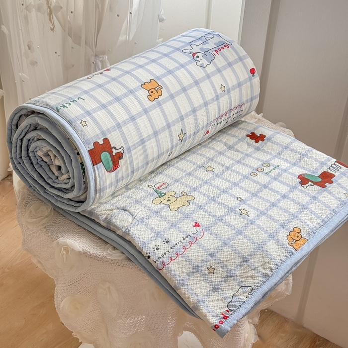 91家纺网 家纺一手货源 找家纺 爱屋及屋 2026春夏新款泡芙棉棉花夏被夏凉被空调被 嗨皮小狗