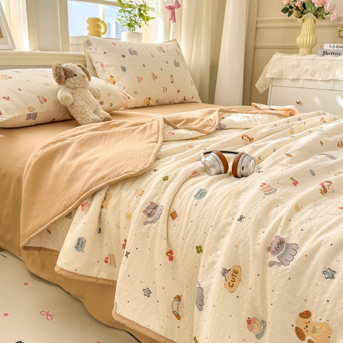 91家纺网 家纺一手货源 找家纺 爱屋及屋 2026春夏新款泡芙棉棉花夏被夏凉被空调被 宠物派对