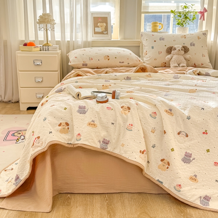 91家纺网 家纺一手货源 找家纺 爱屋及屋 2026春夏新款泡芙棉棉花夏被夏凉被空调被 宠物派对