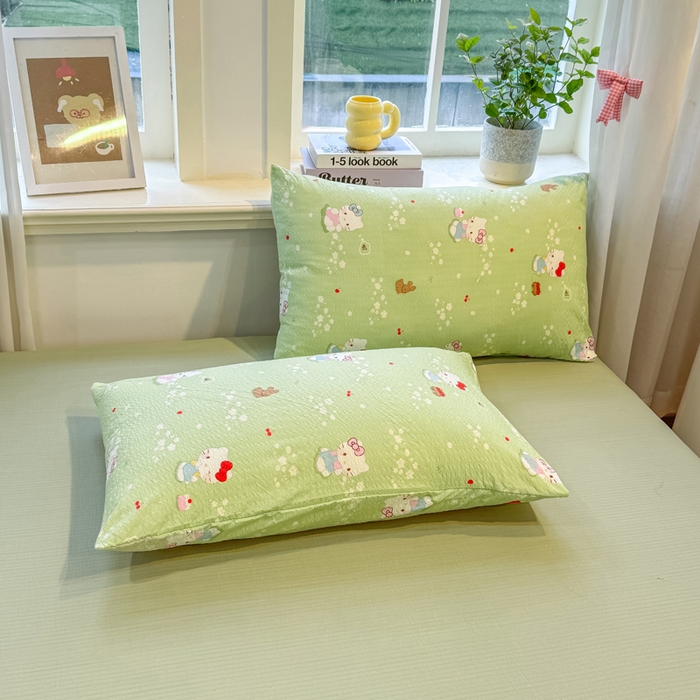 91家纺网 家纺一手货源 找家纺 爱屋及屋 2026春夏新款泡芙棉棉花夏被夏凉被空调被 泡芙KT-绿