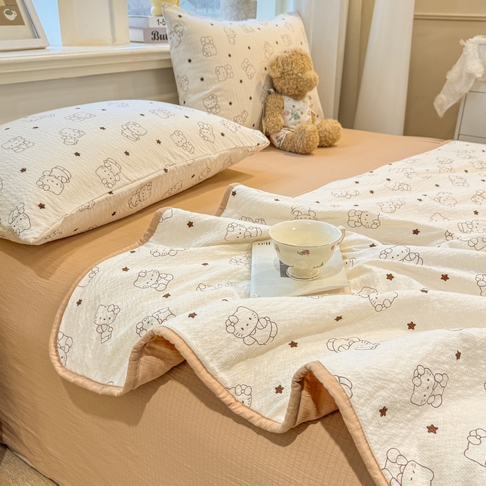 91家纺网 家纺一手货源 找家纺 爱屋及屋 2026春夏新款泡芙棉棉花夏被夏凉被空调被 描线小猫