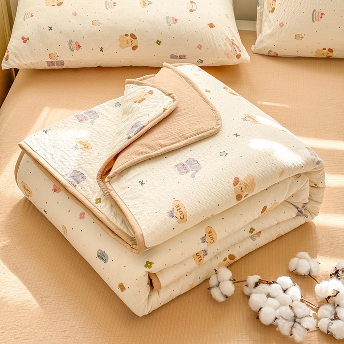 91家纺网 家纺一手货源 找家纺 爱屋及屋 2026春夏新款泡芙棉棉花夏被夏凉被空调被 宠物派对